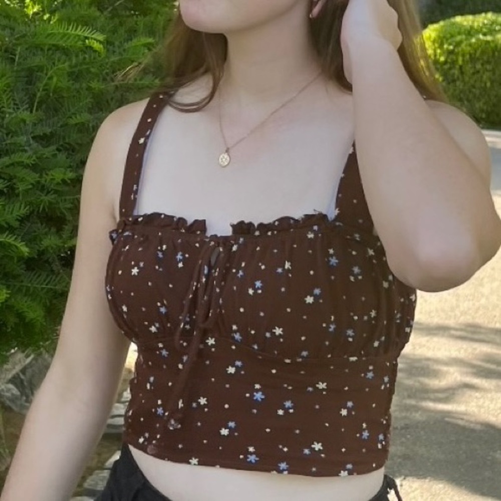 LA Hearts Brown Floral Tank